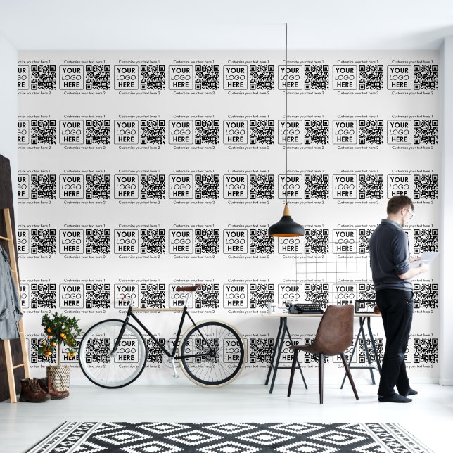 Firma für Firmenlogo Einfache QR-Code 2 Textstelle Tapete (Wohnbereich)