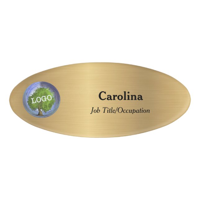 Firma Magnetic Oval Gold Namenschild (Vorderseite)