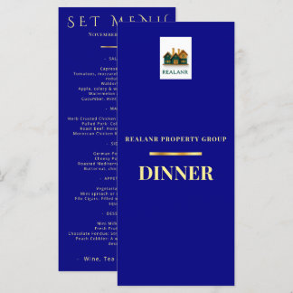 Firmen-Abendessen Speisekarte Logo Elegant Navy Go Menükarte