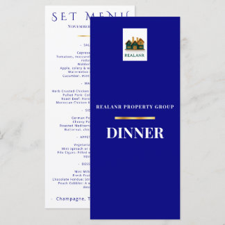 Firmen-Abendessen Speisekarte Logo Elegant Navy Menükarte