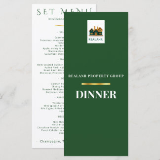 Firmen-Abendessen Speisekarte Logo Elegantes Grün Menükarte