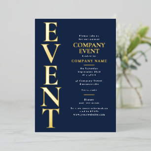 Firmen-Gala-Vorlage Fundraising-Event Blau Gold Folieneinladung