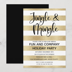 Firmen-Jingle und Mingle Gold Schwarz Feiertag Einladung