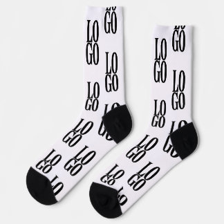 Firmen- oder Geschäftslogo auf Weiß gekachelt Socken