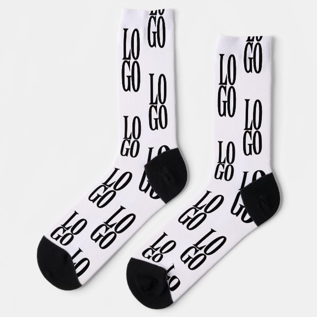 Firmen- oder Geschäftslogo auf Weiß gekachelt Socken (Linkes Detail)