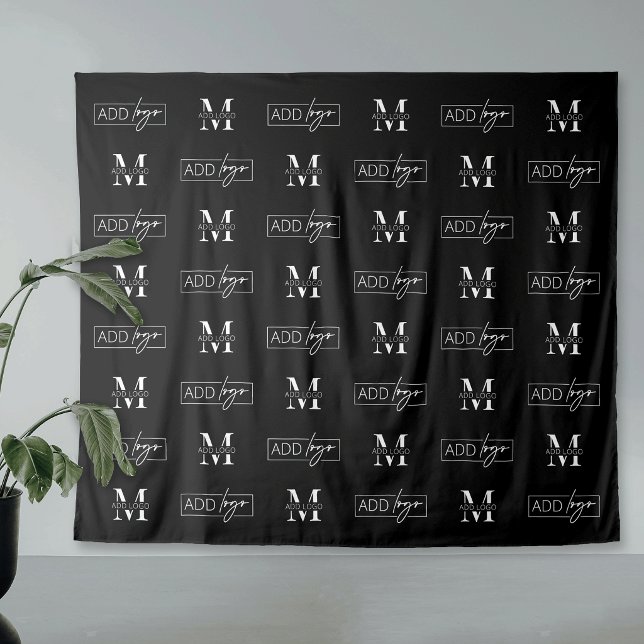 Firmen-Step-Repeat-Zwei-Logo-Großes-Schwarzes-Bann Wandteppich (Von Creator hochgeladen)