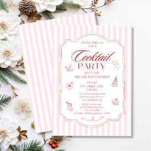 Firmen-Weihnachts-Cocktailparty Rosa Streifen Einladung