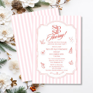 Firmen-Weihnachts-Cocktailparty Rosa Streifen Einladung