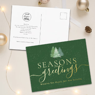 Firmen-Weihnachts-Geschäft-Logo Tannenbäume Gold Folien Feiertagspostkarte