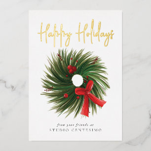 Firmen-Weihnachtsgruß Weihnachtsgirlande Gold Folien Feiertagskarte