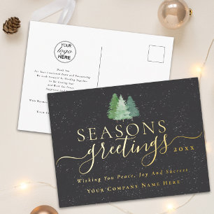 Firmen-Weihnachtsgrüße Firmenlogo Schrift Gold Folien Feiertagspostkarte
