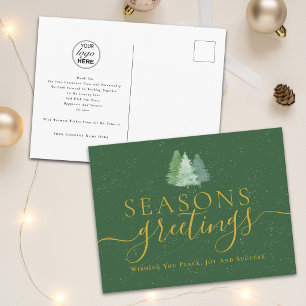 Firmen-Weihnachtsgrüße Firmenlogo Tannenbäume Feiertagspostkarte