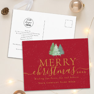 Firmen-Weihnachtsgrüße Geschäft Logo Schrift Rot Feiertagspostkarte