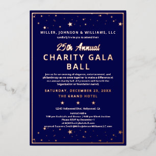 Firmen-Wohltätigkeitsgala-Ball Elegant Blau Roségo Folieneinladung