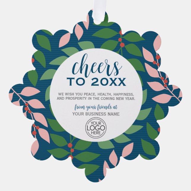 Firmengrüße mit Logo - Feiertag Ornament Karte (Vorderseite)