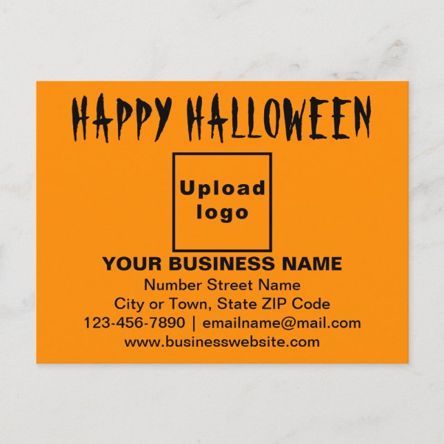 FirmenHalloween-Gruß auf Orange Color Postkarte (Vorderseite)