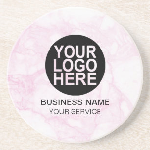 Firmenindividuelles Logo Modernes Weiß/Rosa Marmor Getränkeuntersetzer