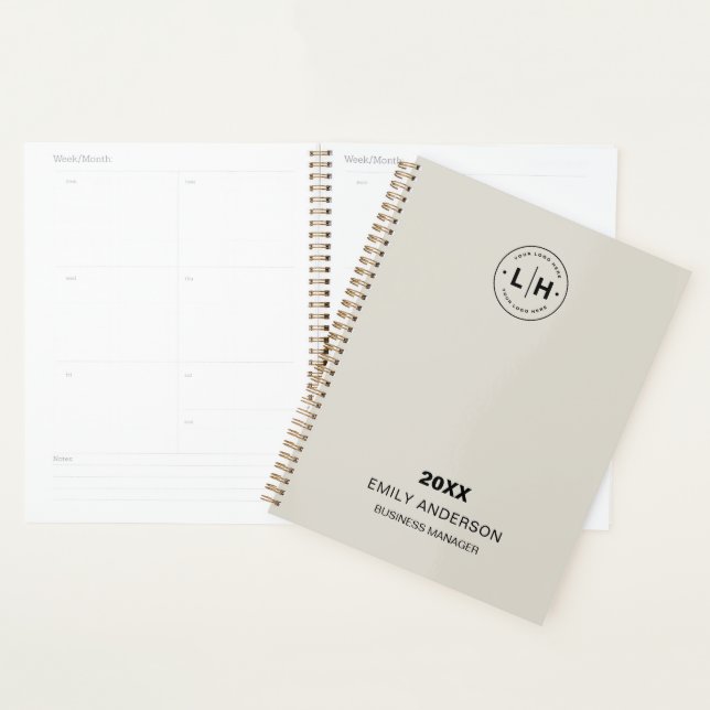 Firmenindividuelles Logo QR Neutral Beige Geschäft Planer (Anzeige)