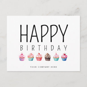 Firmenjubiläum Geburtstag Cupcake-Add-Logo Postkarte