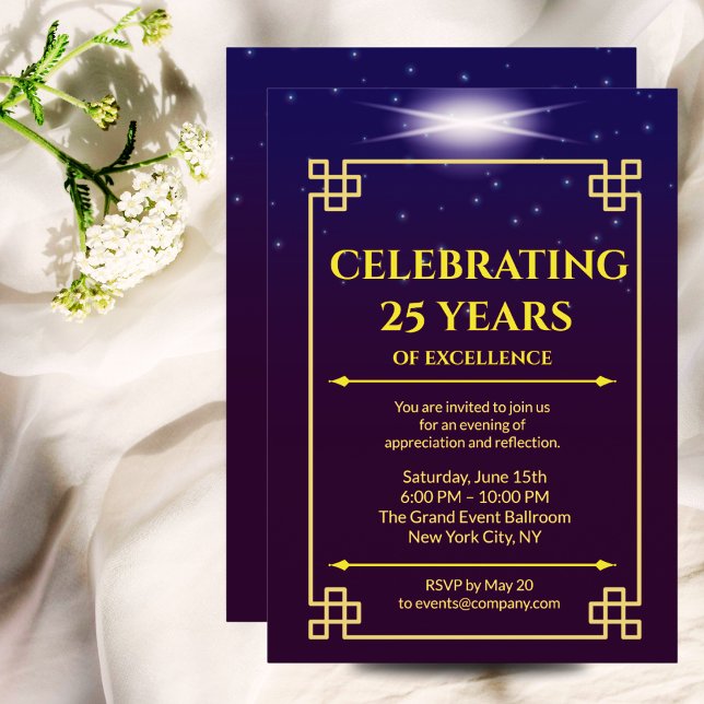 Firmenjubiläum Lila blaues Gradient einladen Einladung (Von Creator hochgeladen)