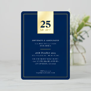 Firmenjubiläum stilvolles Geschäft navy gold Folieneinladung