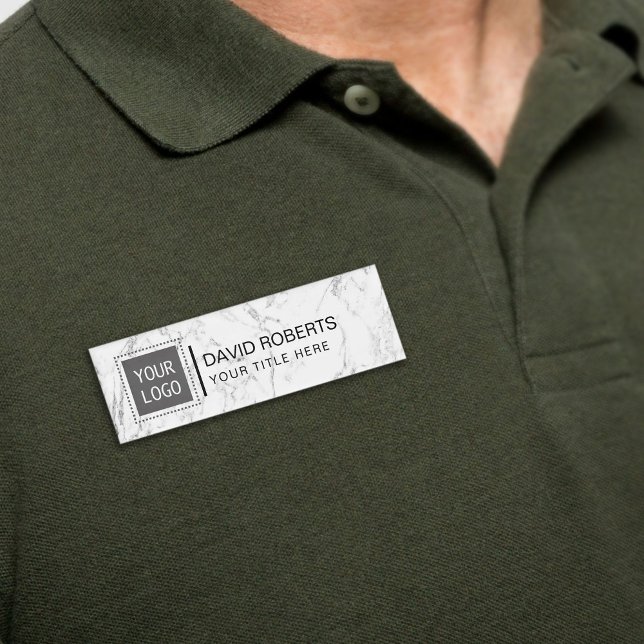 Firmenkundenspezifische Logos Modernes weißes Marm Namenschild (Von Creator hochgeladen)