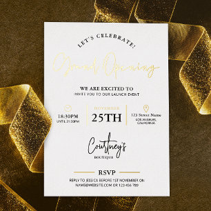 Firmenlaunch-Event Corporate Weiß & Gold Folieneinladung