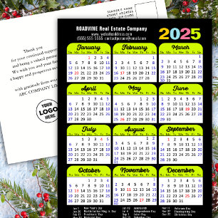 Firmenlogo 2025 Kalender Schwarz Grün Minimalistis Feiertagspostkarte