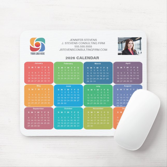 Firmenlogo 2026 Business Colorful Kalender Mousepad (Mit Mouse)