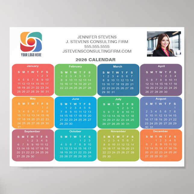 Firmenlogo 2026 Business Colorful Kalender Poster (Vorne)