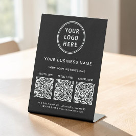 Firmenlogo 3 QR-Codes Schwarz Sockelschild