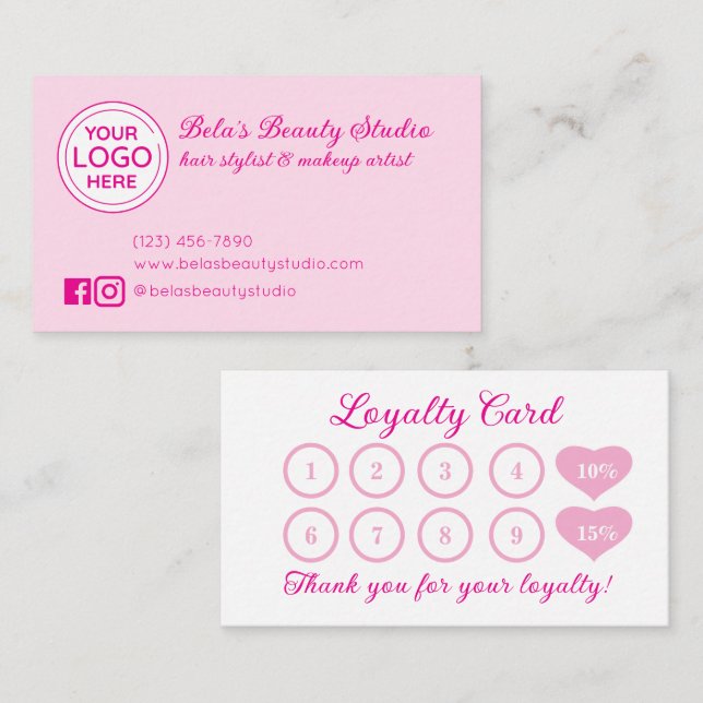 Firmenlogo Alle rosafarbenen Loyalitätskarten Visitenkarte (Vorne/Hinten)