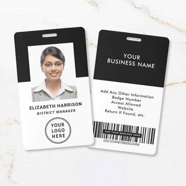 Firmenlogo Barcode Foto Mitarbeiter-ID Ausweis (Business Logo Barcode Photo Employee ID Badge)