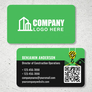 Firmenlogo Bauunternehmer QR-Code Grün Professione Visitenkarte