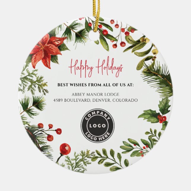 Firmenlogo Berries Mistletostab Weihnachten Keramik Ornament (Vorne)