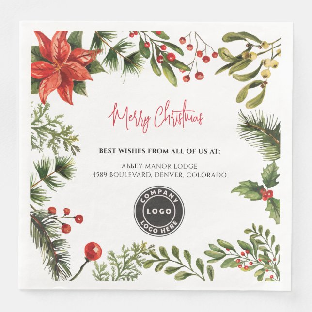 Firmenlogo Berries Mistletostab Weihnachten Serviette (Vorderseite)