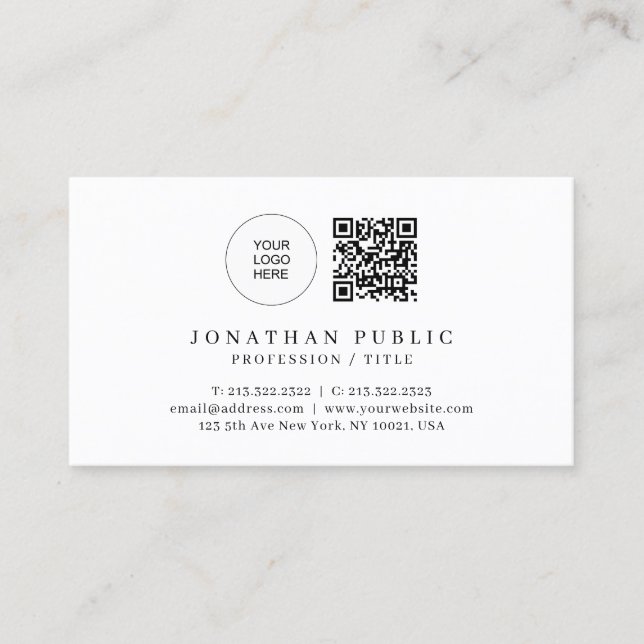 Firmenlogo Beruflich Moderner QR-Code Visitenkarte (Vorderseite)