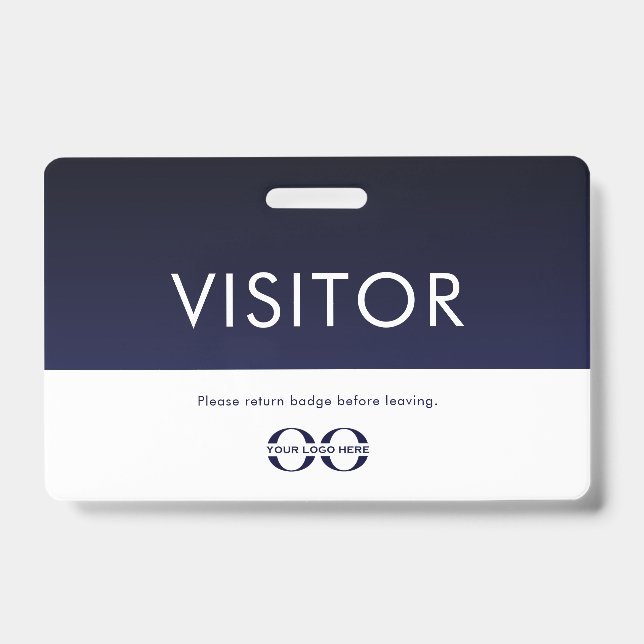 Firmenlogo Besucher Abzeichen Navy Blue Ausweis (Vorderseite)