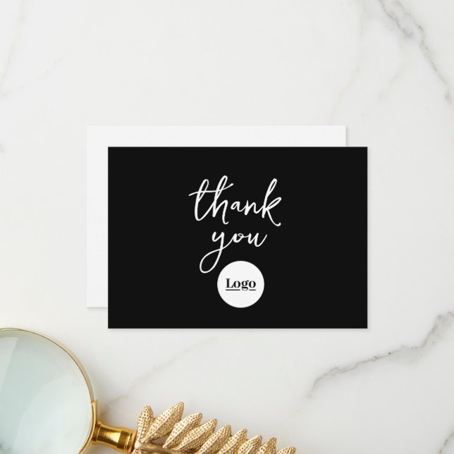 Firmenlogo Black Danke Karte (Vorderseite/Rückseite Beispiel)