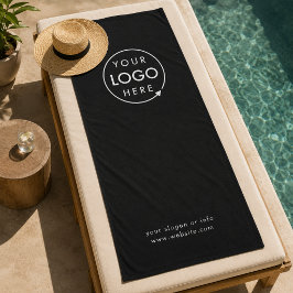 Firmenlogo | Black Modern Stilvolle Werbeaktion Strandtuch