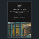Firmenlogo | Black Stylish Modern Foto Flyer<br><div class="desc">Eine einfach zu bedienende Schwarz Business Flyer Vorlage in modernem minimalistischem Stil, die leicht mit Ihrem Firmenlogo, einem Foto, Kontaktdetails und individuellem Flyer aktualisiert werden kann. Die perfekte Lösung für jedes Unternehmen, um Details zu Ihren Produkten, Dienstleistungen, Werbeaktionen Eventpreise und vieles mehr zu enthalten! Wenn Sie Hilfe bei der Personalisierung...</div>
