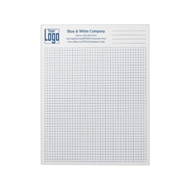 Firmenlogo Blaues Gitterdiagramm Notizblock (Rotiert)