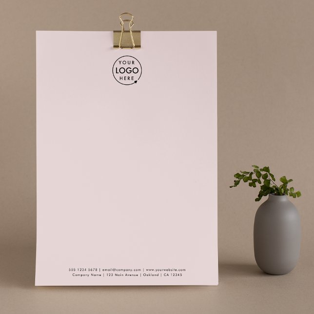 Firmenlogo | Blush Pink Modernes Minimalistisch Briefbogen (Modern feminine blush pink business letterhead by Guava - clean, sleek, and professional)