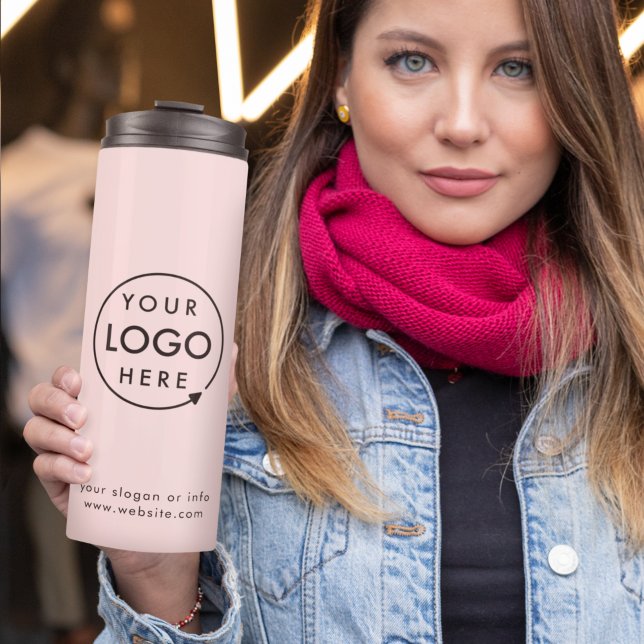Firmenlogo | Blush Pink Modernes Minimalistisch Thermosbecher (Von Creator hochgeladen)