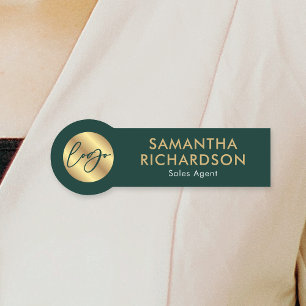 Firmenlogo Chic Grün & Gold Mitarbeiter Corporate Namensschild