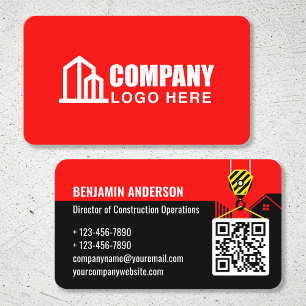 Firmenlogo Contractor QR Code Rot Professionell Visitenkarte