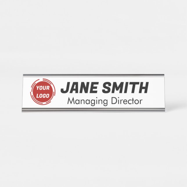 Firmenlogo CUSTOM Schreibtischnamensplakette (Vorderseite )
