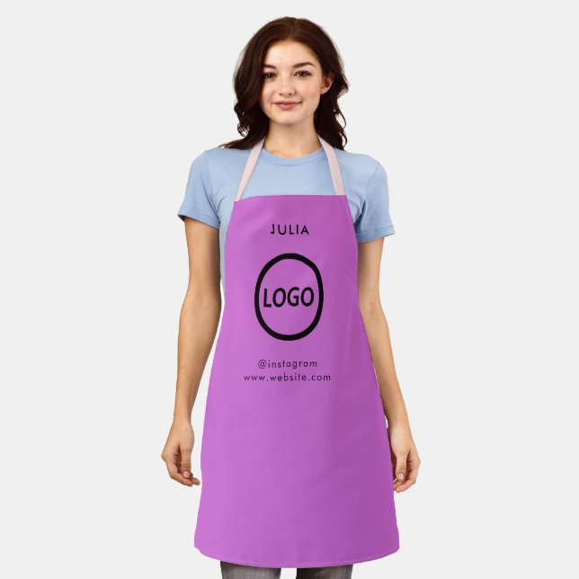 Firmenlogo Deep Mauve Mitarbeiter Name Apr Schürze (Getragen)