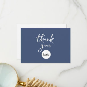 Firmenlogo Denim Blau Dankeschön-Karte Dankeskarte