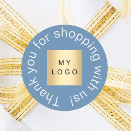 Firmenlogo dusty blue Vielen Dank Runder Aufkleber